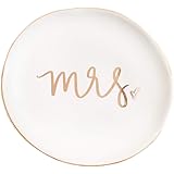 Sweet Water Decor Mrs. Jewelry Dish Tray | Great for Her Engagement Engaged Ring Dish Holder Bride Ring Holder Gold Ceramic T