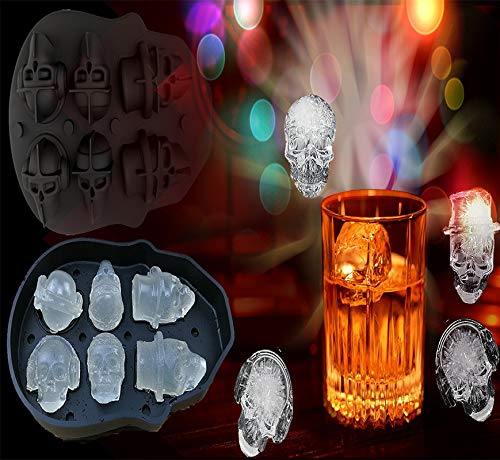 SJYDQ Silikoneiswürfel Fach 3D Schädelform Eiswürfel Mold Maker Für Whisky Cocktail Stapelbare Flexible Silikon… – Bild 4