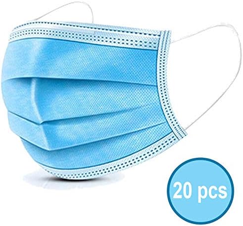 Protective Medical Mask 3-Ply Face Masks - Earloop Polypropylene Blue Masks Supplied in Sealed Bag - Pack of 10/20/50 (20)