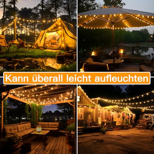 Ollny Solar Fairy Lights Outdoor Weatherproof 8 m 60 LED IP65 Waterproof Fairy Lights Outdoor Solar with 8 Modes Solar Fairy Lights Outdoor for Garden Patio Balcony Wedding (Warm White)