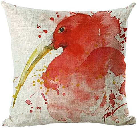 Ruideng Colourful Painted Birds Pattern Cotton Linen Square Throw Pillow Case Decorative Cushion Cover Pillowcase Cushion Case 18"x18" (Pattern 3)