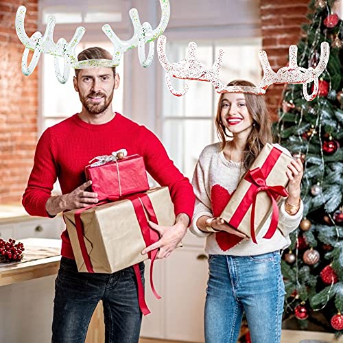 LovesTown Inflatable Reindeer Antler Ring Toss Game Set, Inflatable Christmas Party Games Funny Gifts Stocking Stuffers for Adults Party Favors Outdoors Indoors Games (2 Hat+6 Rings)