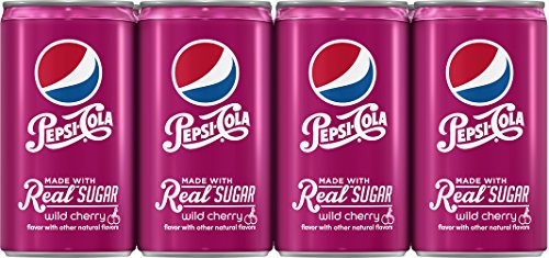 Pepsi Made with Real Sugar, Wild Cherry Mini-Cans (8 Count, 7.5 Fl Oz Each)