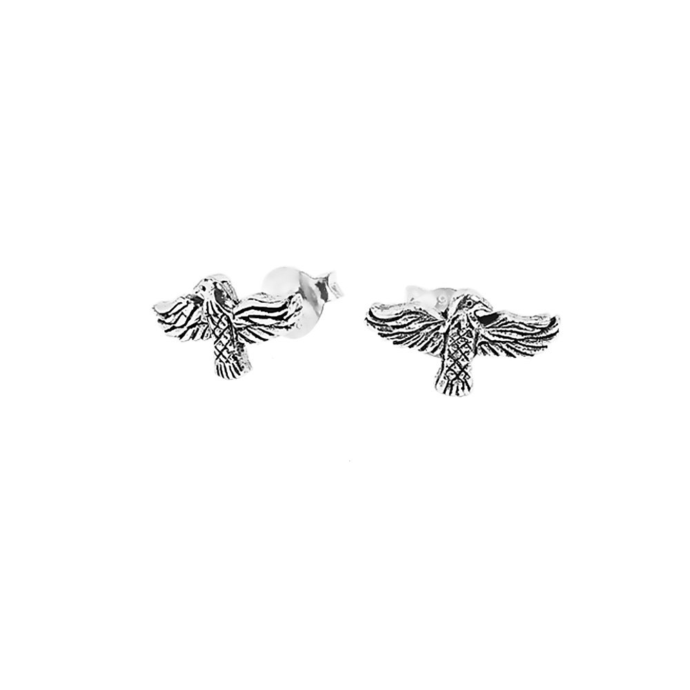 Nklaus 2x PAIR 925 STERLING SILVER Celtic Stud Earrings Hugin and Munin 40288