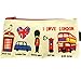 lotusflowert Canvas Pencil Case,The American Style I Love London Set of 4
