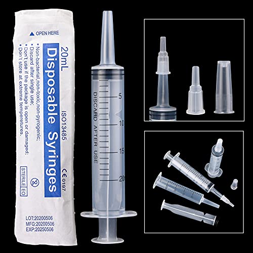 HAKACC Disposable Syringe, 5PCS 20ml Feeding Syringe Sterile Package