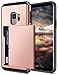 SAMONPOW Wallet Cover for Galaxy S9 Case Hybrid S9 Wallet Case Card Holder Shell Heavy Duty Protection Shockproof Anti Scratch Soft Rubber Bumper Cover Case for Samsung Galaxy S9 Rose Gold