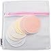 4 Pairs of Washable Bamboo Nursing Pads by IntiMom - Breastfeeding & Nursing - Reusable, Leak-Proof, & Absorbant in White, Beige, Cream, & Pink. Includes Mesh Laundry Washing Net & Pacifier Clip.