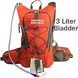 Hydration Backpack Bladder Pack Daypack with 3 Liter/100 oz Reservoirs Water Bladder Bag for Hiking, Running, Camping, Climbing, Cycling, Walking, Hunting (Orange Backpack + 3L Bladder)