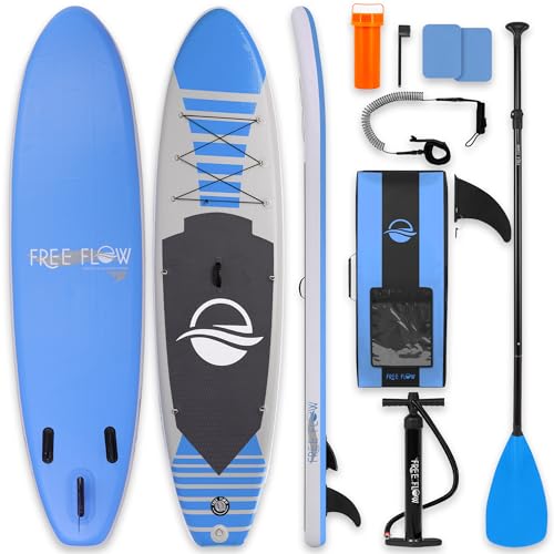 SereneLife Aufblasbares Stand Up Paddle Board (15,2 cm dick) mit Premium SUP Zubehör & Tragetasche | Breiter Stand, Bodenflosse für Paddling, Anti-Rut