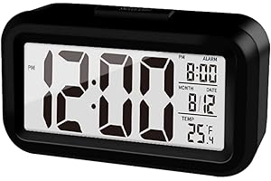 KAIJIELY Travel Alarm Clock-Digital Clock with Large LED Screen,LED Clock for Bedroom,Digital Clock with Temperature Display,Battery Powered,Office,Kids,Elder Snooze Clock(Style B)