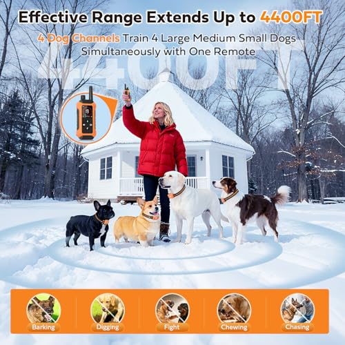 Dog Shock Collar with Light 2 Pack (5–150Lbs), 4400FT Waterproof 2 Dog Training Collar with Remote Control 5 Training Modes Rechargeable Electric Dog Collar, E Collars for Small Medium Large Dogs