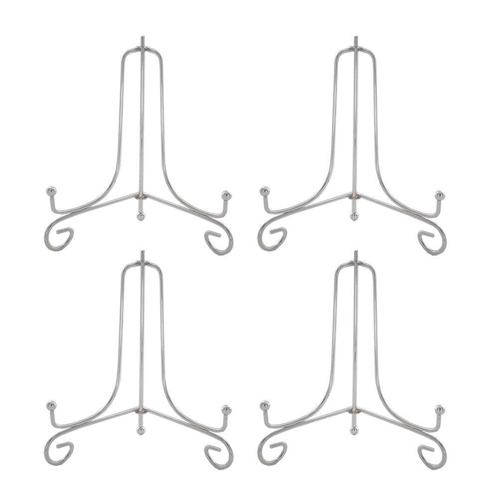 6 Inch Silver Iron Plate stand Holder Easel Display stand for Plate，Picture，Photo and more,4 pcs.