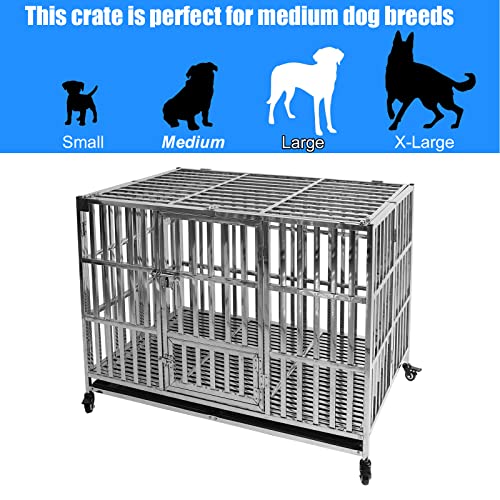 Confote 48" Stackable Heavy Duty Dog Kennel Pet Stainless Steel Crate