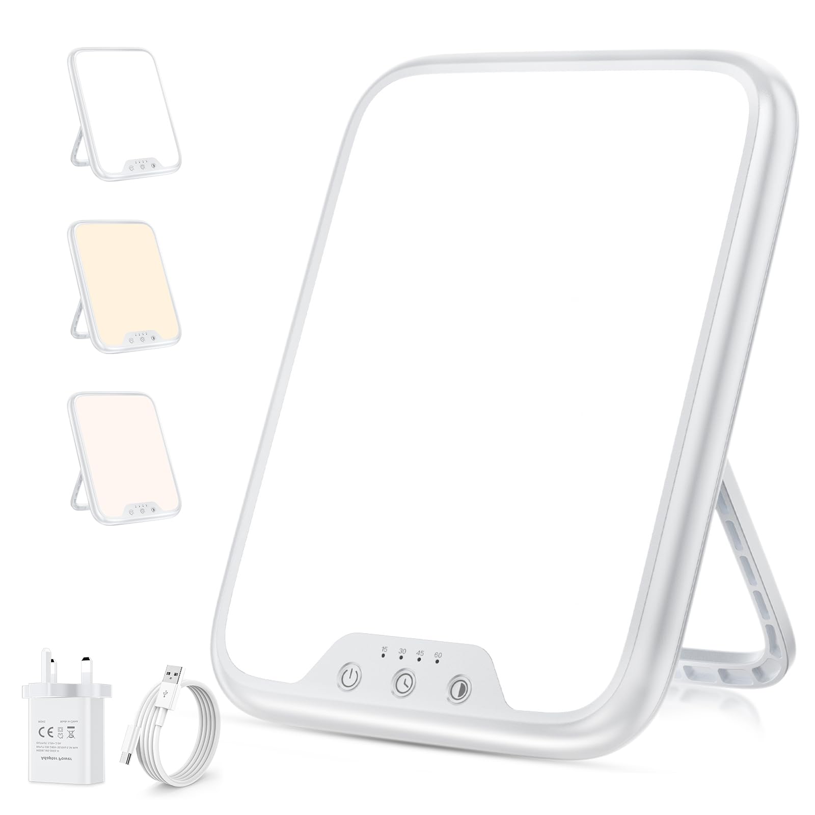 VTHW Sad Lamp, 10000LUX Light Therapy Lamp for Depression LED UV Free Spectrum, Daylight Light with Memory Function & 4 Timers, 3 Colors Temperature, Stepless Brightness for Home/Office