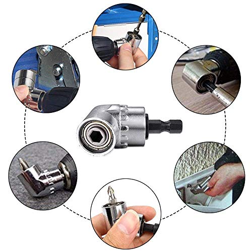 3Pcs 1/4" 3/8" 1/2" Cr-V Hex Shank Impact Grade Driver Socket Adapter/Extension Set Drill Bit,105 Degree Right Angle Screwdriver set Drill Hex Bit Socket Adapter,Right Angle Drill - Thumbnail 6