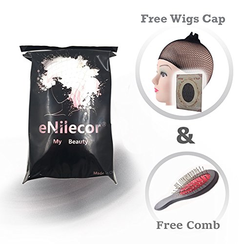 eNilecor Pink Lace Front Wigs,Long Curly Synthetic Wig Full Lace Wig Hair Replacement Wigs for Women 22 Inches with Wig Cap and Comb (Pink)