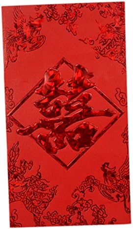 6 Pcs Chinese Red Envelopes, Wedding Red Pockets, Money Packet-Chinese Characters "Double Happiness"