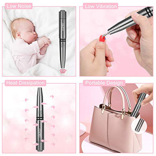 YESMET Nail Drill, Portable Electric Nail File, Professional Efile for Acrylic, Gel Nails, Manicure Pedicure Polishing Shape Tools with 11Pcs Nail Drill Bits and 56 Sanding Bands for Home Salon