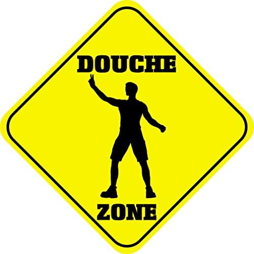 NewFDeals Douche Zone Crossing Funny Metal Aluminum Novelty Plate Gift Sign for Home/Man Cave Decor - 12" x 12" (high x width)