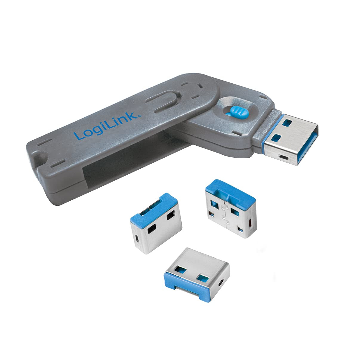 LogiLink USB Port Blocker Lock grey 1x Schlüssel, 4x Schlösser