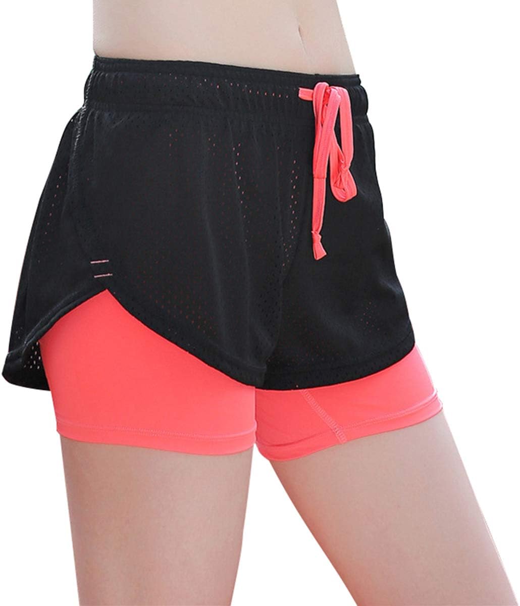 ECYC Women 2-in-1 Sport Short Double Layer Breathable Running Yoga Tights Short