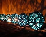 Blue Rattan Ball Patio Party String Lights (20/set)
