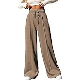 VAGIFOD Women's Drawstring High Waisted Flare Sweatpants Wide Leg Long Pants Sweatpants Trouser