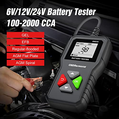 Car Battery Tester 6V 12V 24V Battery Voltage Tester, BM550 1002000