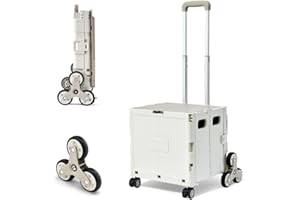 Nyra Products Folding Utility Cart with Stair Climbing Wheels, Quick Collapsible Rolling Crate Shopping and Storage Basket La