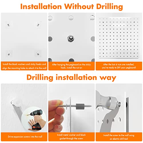 Pegboard Galvanized Steel, Pegboard Wall Organizer With Drilling And No