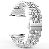 AOKAY Bands Compatible for Apple Watch 38mm 40mm 42mm 44mm Women Men, iWatch Strap Stainless Steel Metal Sport Bracelet Butterfly Clasp Replacement Wristband iWatch Series 4 3 2 1 Sport