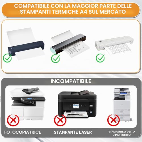 (200 Sheets) A4 Thermal Printer Paper, Foldable Thermal Paper, Compatible with Most Thermal Printers, BPA-Free, Suitable for Thermal Printers for Documents and Web