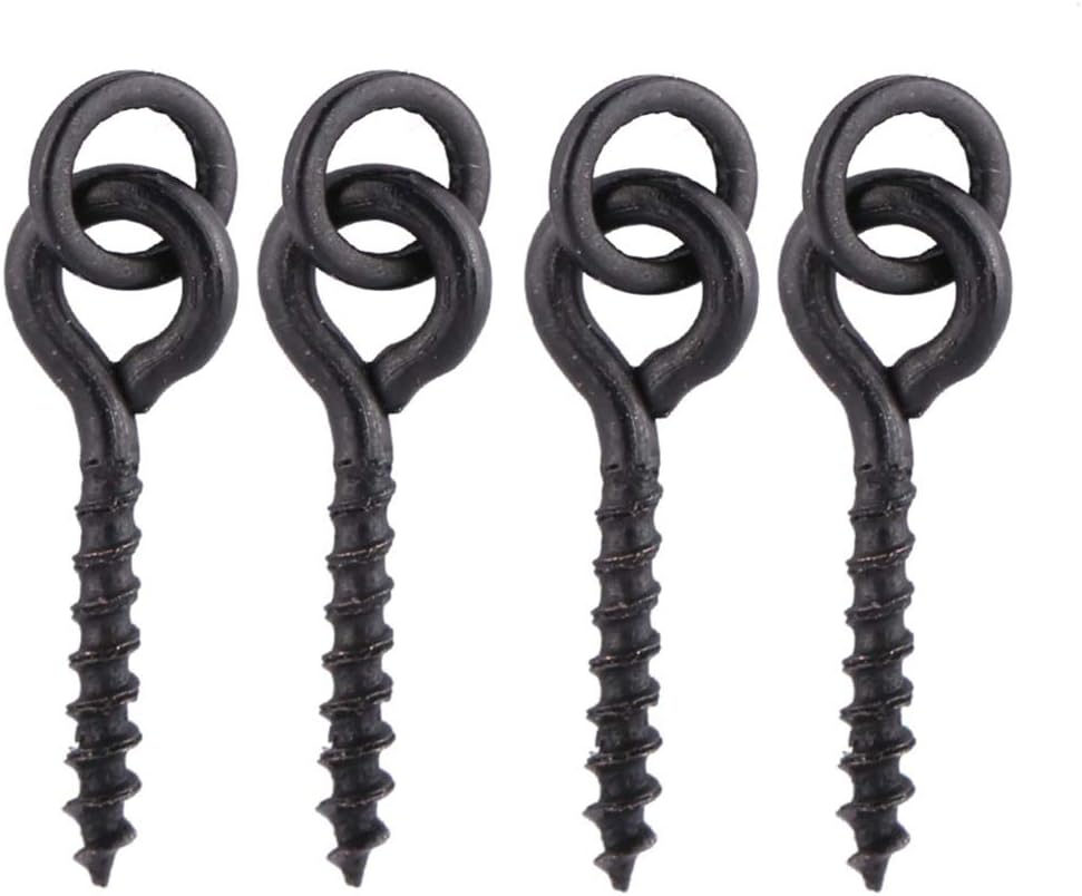 NewShot 30 x Fishing Carp Boilie Bait Screw With Round Link Loop Swivels Carp Fishing Terminal Rig Tackle