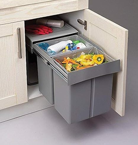 Pull Out Kitchen Waste Recycle Soft Close Bin For 400mm Cabinet