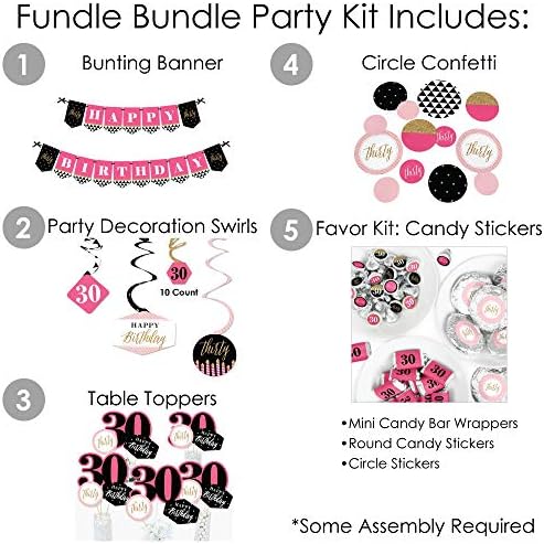 Happiness Of 楽器 音響機器 Dot Big B07xzmzzlx ブラック シューズ バッグ 30歳の誕生日 誕生日パーティー用品 Chic ピンク ファンンドルセット ゴールド バナーデコレーションキット B07xzmzzlx お気に入り の