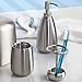 mDesign Bath Accessory Set, Soap Dispenser Pump, Toothbrush Holder, Tumbler - 3 Pieces, Brushed Stainless Steel