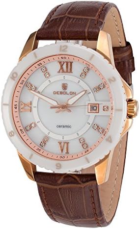 Debolon Ceramic Watch White Dial Leather Band by Rougois