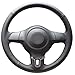 Loncky Black Genuine Leather Auto Custom steering wheel covers for Volkswagen VW Jetta S 2010-2014 / VW Golf 2.5L 2010 2011 2012 2013 / Tiguan LE 2012 / Jetta SportwagenS 2011 2012 / Jetta SE/SEL 2010 primary