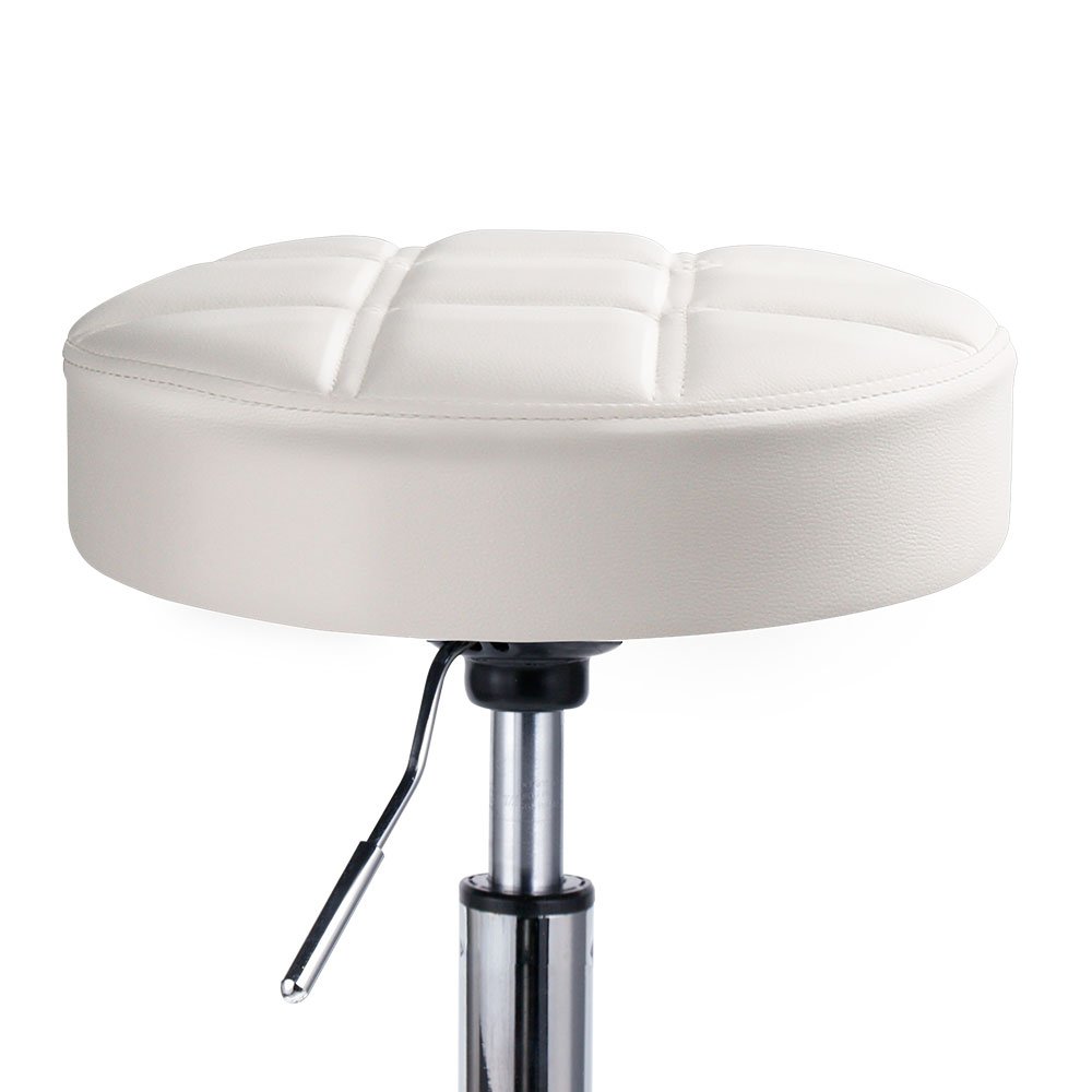 Leopard Round Rolling Stools, Adjustable Work Medical Stool with Wheels (Small, White): Beauty