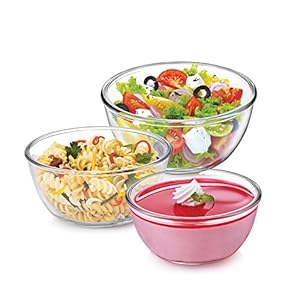 Cello Ornella Toughened Glass Mixing Bowl without Lid Set of 3 (500ml, 1000ml, 1500ml, Transparent)