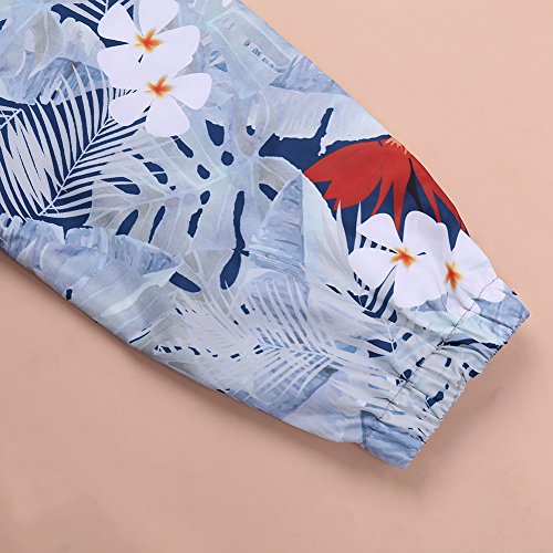 HEQU Men's Floral Hooded Windbreaker Lightweight Zip-Up Jacket with Pocket White XL - Thumbnail 4