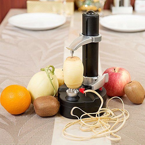SUPOW Rapid Peeler, Potato Peeler Electric Auto Rotating Apple Vegetable Fruit Peeler Stainless Steel Kitchen Peeling Tool（Black） - Thumbnail 5