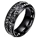 Men's Women's 8MM Wedding Bands Engagement Ring Stainless Steel Channel CZ Promise Rings for Him Black Size 11