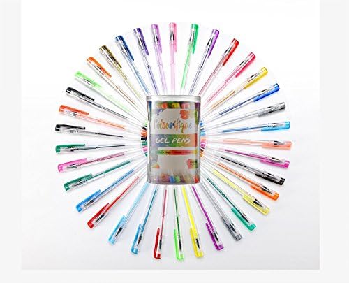 36 Gel Pen Set For Adult Colouring Books: 36 Unique Gelly Roll Pens Including 12 Glitter Pens 10 Metallic Pens 6 Neon Pens 6 Pastel Pens. Perfectly Smooth Ink Flow Acid Free Fast Drying.
