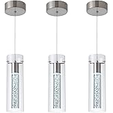votag 3-Pack Modern Pendant Lighting Satin Nickel,24W Light Chandelier with LED Bulb, Updated Housing and Bubble Kitchen Ligh