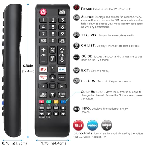 BN59-01315B-Remote Control for Samsung-Smart TV Universal Remote Control for Samsung 4K UHD HDR Crystal QLED EU Series Quantum TVs