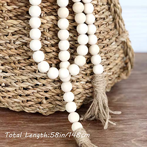 image for RGB World Big 58in Wood Bead Garland with Tassels Farmhouse Beads Rust