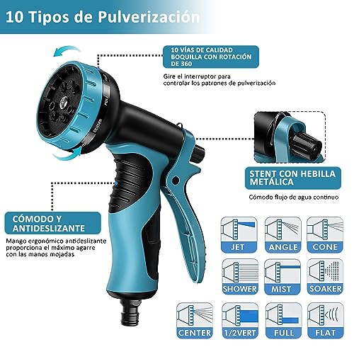 Manguera para Jardin,100FT/30M Manguera Expandible con Boquilla de 10 Funciones,3/4" Conectores de Latón,Manguera de Agua Flexible a Prueba de Fugas sin Torceduras,para Regar Flores,Lavado de Autos