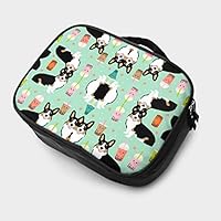 MINIKENS Corgi Tri Colored Welsh Corgis Tea Bubble Teas 3D Printed Travel Makeup Bag Waterproof Portable Cosmetic Cases Organizer Mini Makeup Cases Travel Cosmetic Bag Brush Bag for Women Girls Black